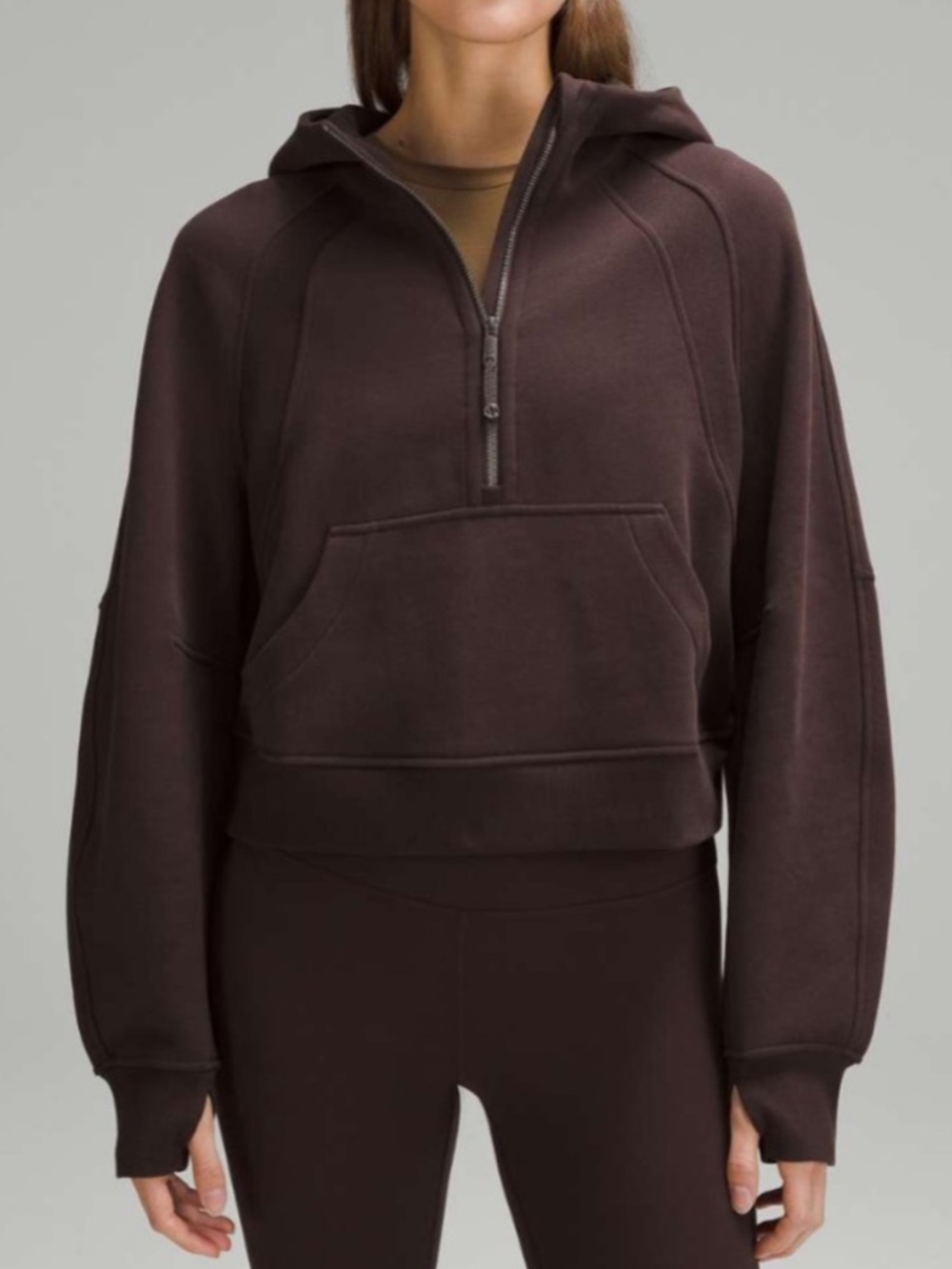 Lululemon Scuba Oversized Half Zip Sweater Pullover Brown Women Size XL XXL - Picture 1 of 10